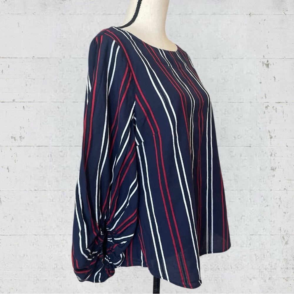 CAbi Top Womens Large Striped Flag Blouse Red White & Blue Americana Coastal - Picture 6 of 11
